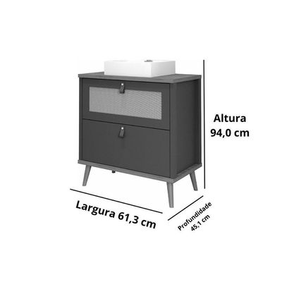 Balcão P- Banheiro Vêneto 1 Porta E 1 Gaveta C- Cuba 60cm Cappuccino-freijo - Mgm