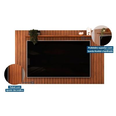 Home P- Tv Até 65 Pol Lume Ripado C- Prateleira 175x108cm Cedro - Dj Móveis
