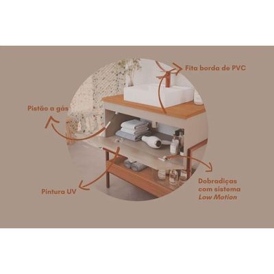 Gabinete De Banheiro Balcão Portinari 1 Porta C-cuba 80cm Cappuccino-freijo - Mgm