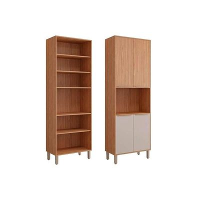 Paneleiro De Cozinha Modulado Esplêndida Torre Quente Com 4 Portas E 1 Nicho Para Forno 70cm Freijó Off White