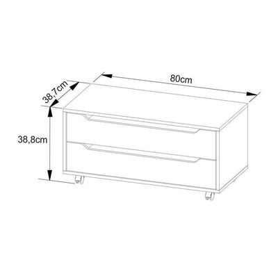 Bancada De Banheiro C- Rodizio Bn3643 S- Cuba C- 2 Gavetas 80cm Amêndoa-branco - Tecno Mobili