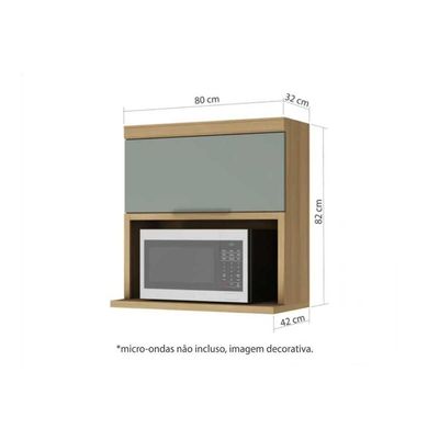 Armário Aéreo Cozinha Modulado Marquesa Com 1 Porta Basculante E Nicho Para Microondas 80cm Nature