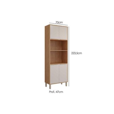 Paneleiro De Cozinha Modulado Esplêndida Torre Quente Com 4 Portas E 2 Nichos Para Forno 70cm Freijó Off White