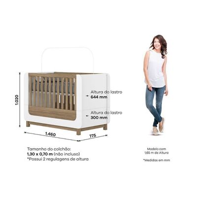 Berço - Mini Cama Infantil Aconchego 2 Em 1 Branco-jequitiba - Henn