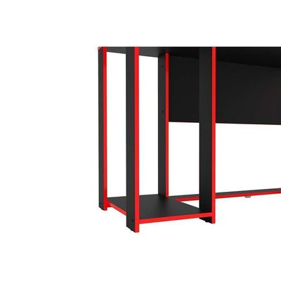 Mesa De Computador Solteiro Gamer Singapura Preto Vermelho Politorno