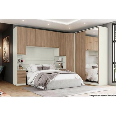 Armário Ponte Modulado Aéreo Casal Mc11 Seletto C- 4 Portas Areia - Henn