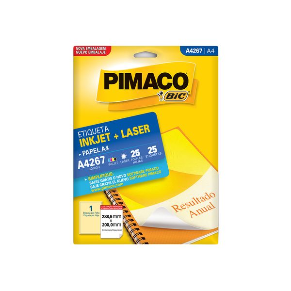 Etiqueta Adesiva Pimaco A4 com 25 Unidades 288,5x200mm