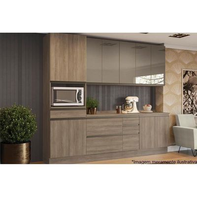 Armário Aéreo Cozinha Modulado Maxxi G765 Com 2 Portas Com Vidro Reflecta 80cm Canela