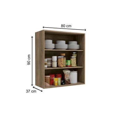 Armário Aéreo Cozinha Modulado Maxxi G765 Com 2 Portas Com Vidro Reflecta 80cm Canela