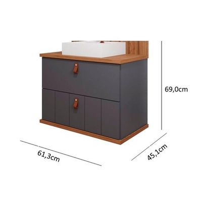 Bancada De Banheiro Balcão Milano 1 Porta E 1 Gaveta C- Cuba 60cm Cappuccino-freijo - Mgm