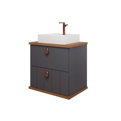 Bancada De Banheiro Balcão Milano 1 Porta E 1 Gaveta C- Cuba 60cm Cappuccino-freijo - Mgm