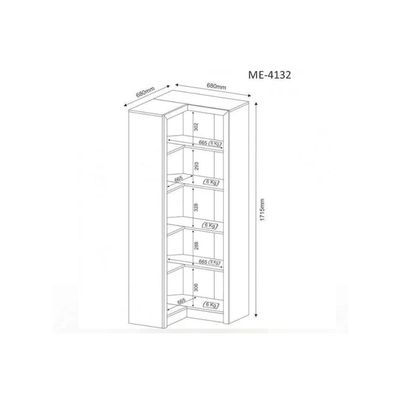 Estante De Livros Me4132 De Canto C- 4 Prateleiras Preto - Tecno Mobili