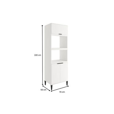 Torre Quente De Cozinha Paneleiro Alpha 2511 Com 2 Fornos 3 Portas 70cm Branco