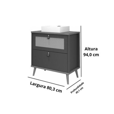 Bancada De Banheiro Balcão Vêneto 1 Porta E 1 Gaveta C- Cuba 80cm Cappuccino-freijo - Mgm
