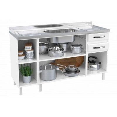 Módulo Cozinha Telasul Star New Balcão 3 Portas E 2 Gavetas Sem Tampo 150cm Branco-telasul
