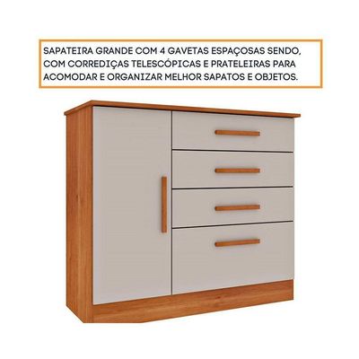 Cômoda Solteiro Chicago C- 1 Porta E 4 Gavetas Cinamomo - Tcil Móveis