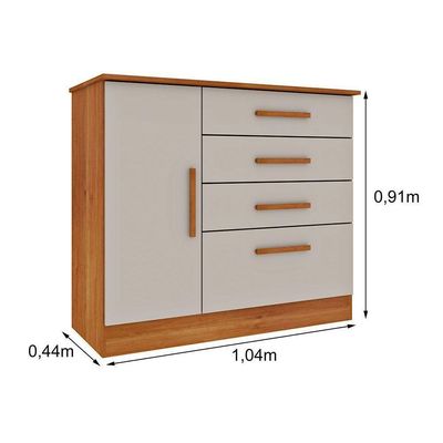 Cômoda Solteiro Chicago C- 1 Porta E 4 Gavetas Cinamomo - Tcil Móveis