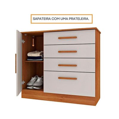 Cômoda Solteiro Chicago C- 1 Porta E 4 Gavetas Cinamomo - Tcil Móveis