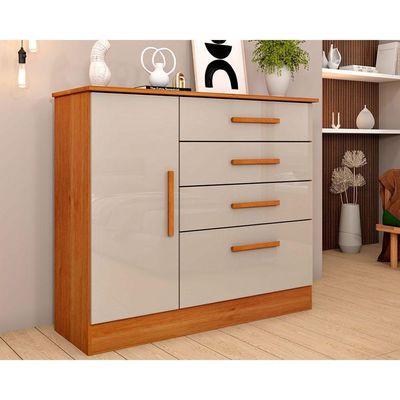 Cômoda Solteiro Chicago C- 1 Porta E 4 Gavetas Cinamomo - Tcil Móveis