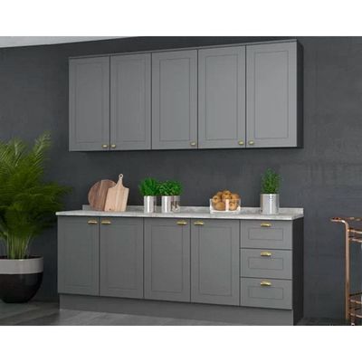 Cozinha Completa 6 Peças Americana 2 Aéreos 2 Balcões 2 Complementos Cz152 Cinza