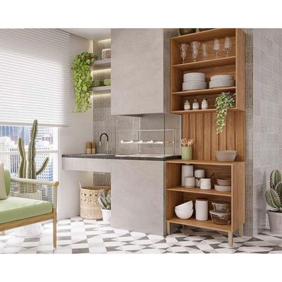 Cozinha Completa 3 Peças Divina 1 Aéreo 1 Balcão Complemento Cz006 Freijó Off White