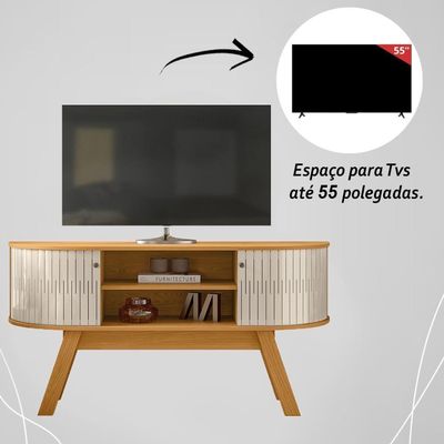 Rack Bancada 2 Portas Para Tv De 55 Polegadas Atlanta Cinamomo Off White