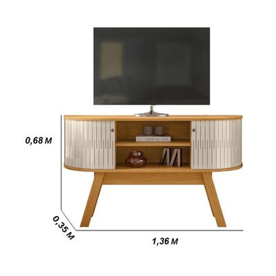 Rack Bancada 2 Portas Para Tv De 55 Polegadas Atlanta Cinamomo Off White