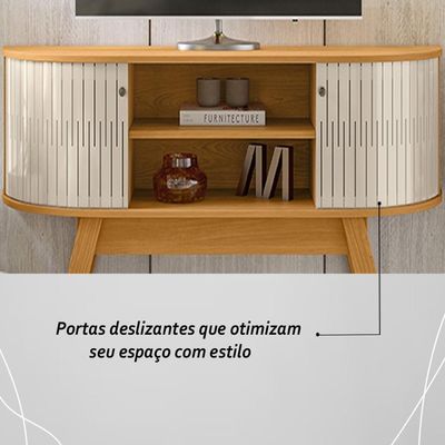 Rack Bancada 2 Portas Para Tv De 55 Polegadas Atlanta Cinamomo Off White