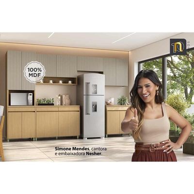 Cozinha Modulada Simone Mendes Paneleiro Simone Mendes Com 4 Portas E 1 Gaveta 70cm Carvalho Cinza