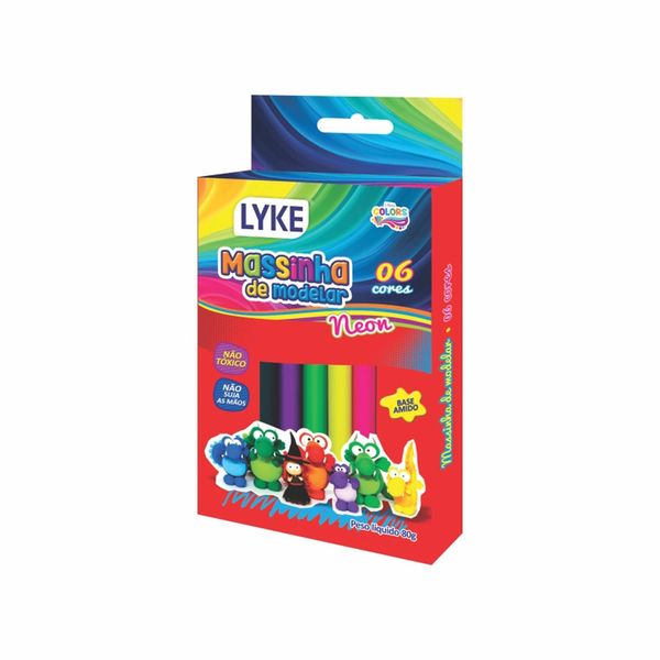 Massa Modelar Lyke Soft Base de Amido com 6 Cores Neon 80g