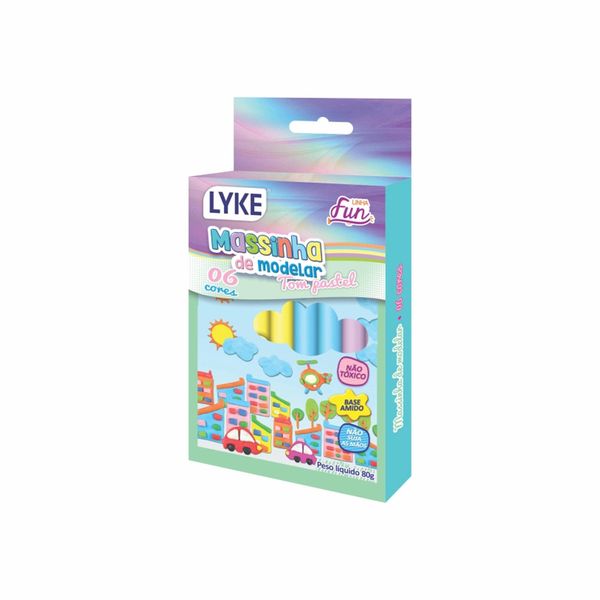 Massa de Modelar Lyke Soft Base de Amido com 6 Cores Candy 80g Massa de Modelar Lyke Soft Base de Amido com 6 Cores Candy 80g