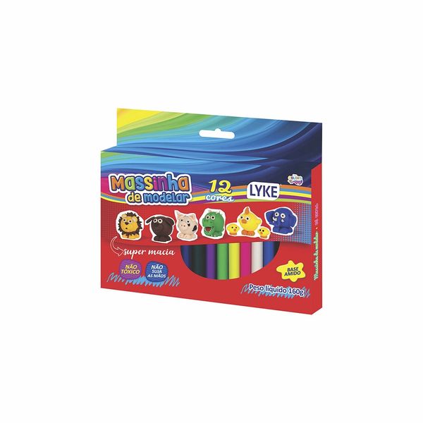 Massa de Modelar Lyke Soft Base de Amido com 12 Cores Vibrantes 160g Massa de Modelar Lyke Soft Base de Amido com 12 Cores Vibrantes 160g