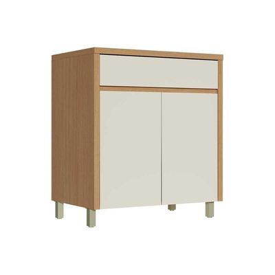 Gabinete De Cozinha Modulado Balcão Com Tampo Condessa Com 2 Portas E 1 Gaveta 80cm Carvalho Cinza