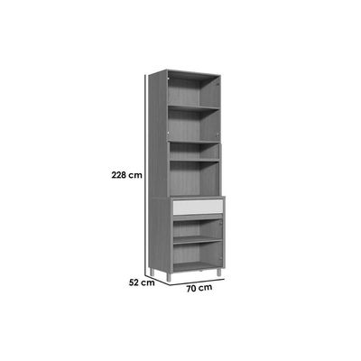Cozinha Modulada Condessa Paneleiro Condessa Com 4 Portas E 1 Gaveta 70cm Carvalho Cinza