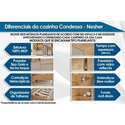 Cozinha Modulada Condessa Paneleiro Condessa Com 4 Portas E 1 Gaveta 70cm Carvalho Cinza