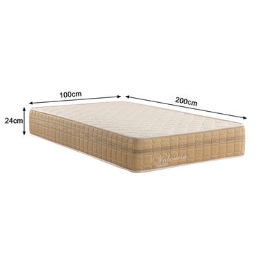 Kit Conjunto Colchão Solteiro King Valência Molas Ensacadas Individualmente + Box Blindado 100x61x20 - Bege