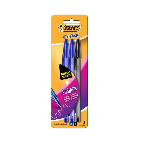 Caneta Esferográfica Bic Soft 1.2mm Preta e Azul com 3 Unidades