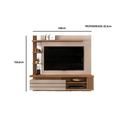 Home P- Tv Até 55 Pol Marin C- 1 Porta E Torre Ripada 160x153cm Bali-cedro - Dj Móveis