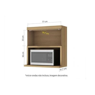 Armário De Cozinha Modulado Marquesa Com 1 Porta Basculante E Nicho Para Microondas 80cm Nature