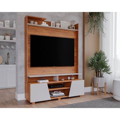 Painel Home P- Tv Até 55 Pol Master C- 2 Prateleiras E Pés 135x183cm Cinamomo-off White - Permóbili