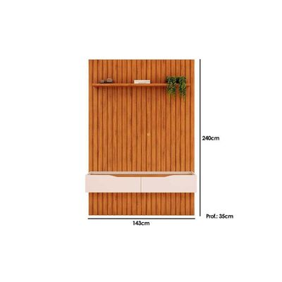 Home P- Tv Até 55 Pol Pratic Ripado C- 2 Gavetas 143x240cm Cedro-bali - Dj Móveis