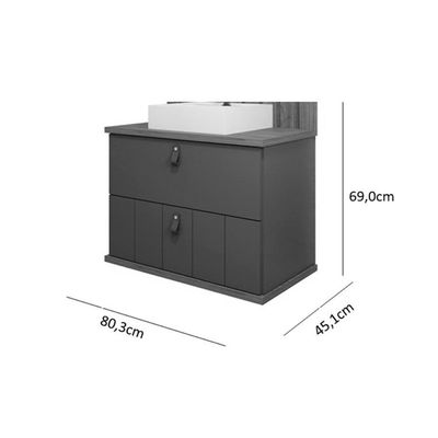 Bancada De Banheiro Balcão Milano 1 Porta E 1 Gaveta C- Cuba 80cm Cappuccino-freijo - Mgm