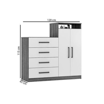 Cômoda Solteiro áurea C- 2 Portas E 4 Gavetas Amendola-off White - Demóbile