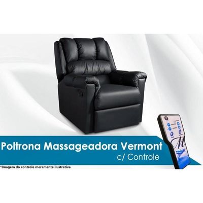 Poltrona Do Papai Reclinável C- Massagem Vermont Zero Wall Courano Preto - Probel