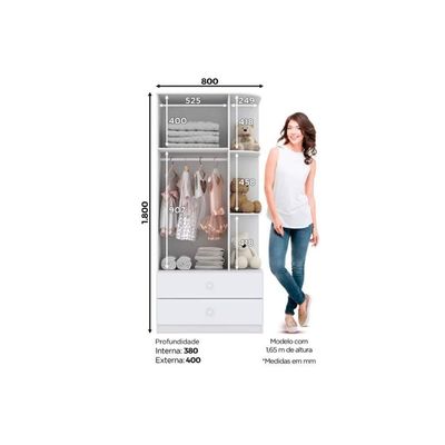 Guarda Roupa 2 Portas Labirinto C- E 2 Gavetas Rústico-branco - Henn