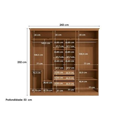 Guarda Roupa 6 Portas E 3 Gavetas R583 Canela-azul - Kappesberg
