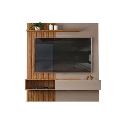 Painel Quarto P- Tv Até 65 Pol Tito Ripado C- 1 Porta 150x164cm Off White-freijó - Dj Móveis