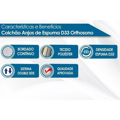 Colchão Solteirão Espuma D33 - Anatômico Orthosono Pillow Top (96x203x26) - D Angelis Anjos
