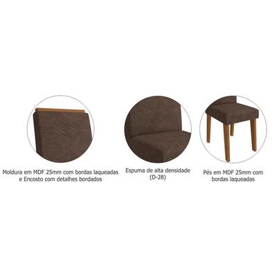 Kit 2 Cadeiras De Cozinha Taís 2 Un Nature Suede Joli Chocolate Cimol