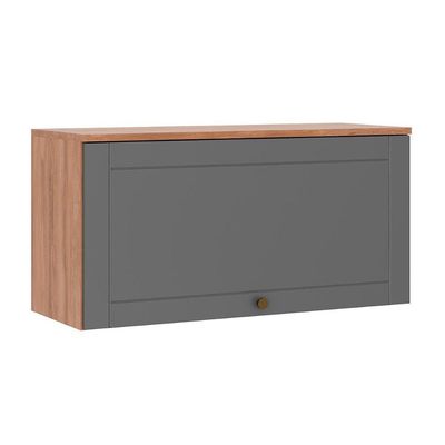 Armário De Geladeira Para Cozinha Bella 2603 Com 1 Porta Basculante 80cm Nogal Cinza
